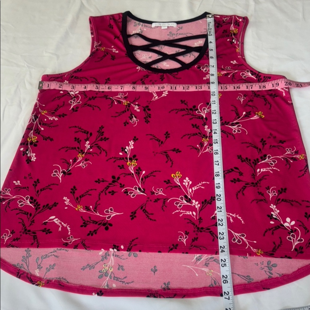 Soprano Pink Cut‎ Out Tank Top with Black Lacing - Picture 4 of 4